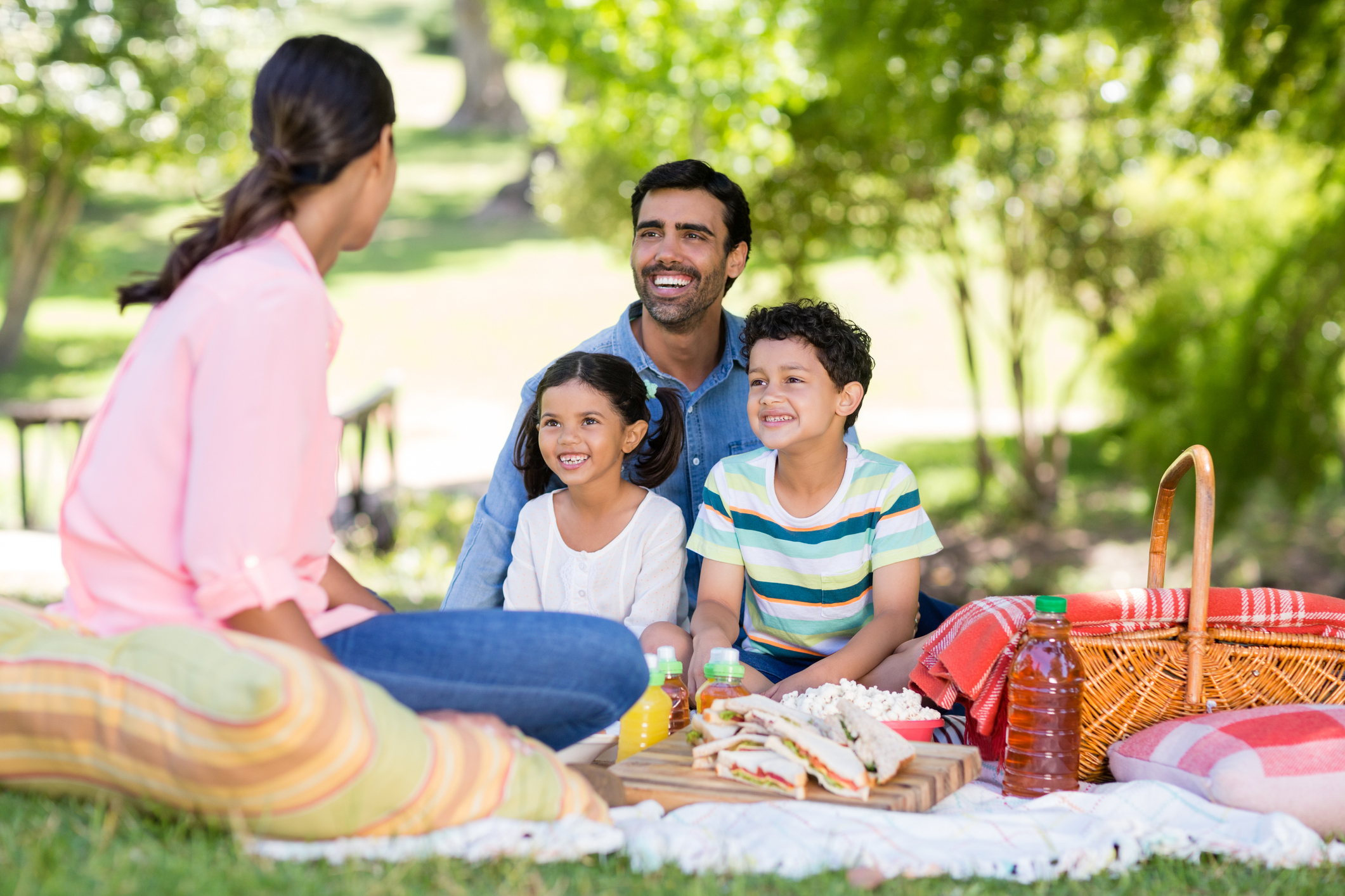 A family enjoying a picnic in a Kansas park